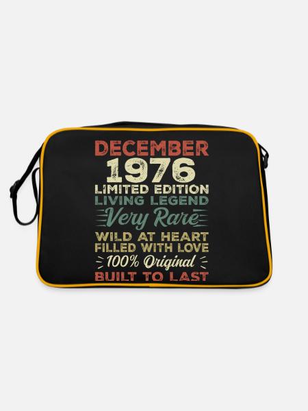 Dezember 1976 - Geburtstag Dezember 1976 Jahr - Retro Tasche - Schwarz/Gold - Hinten