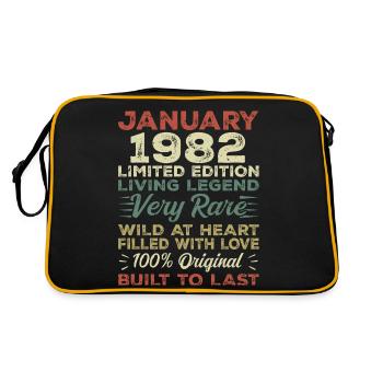 Januar 1982 Geburtstag - Januar 1982, January 1982 - Retro Tasche - Schwarz/Gold - Hinten