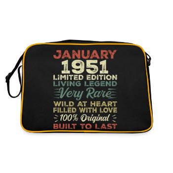 Anniversaire de Janvier 1951 - Janvier 1951, Janvier 1951 - Sac Retro - noir/or - Dos