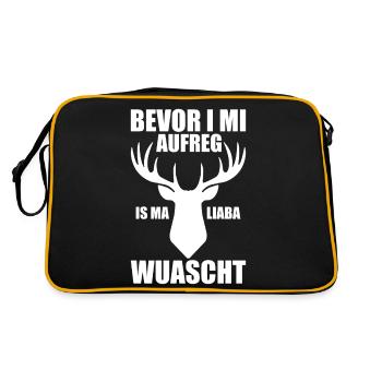 Bevor I mi aufreg Is Ma Liaba Wuascht Geschenk - Retro Tasche - Schwarz/Gold - Hinten