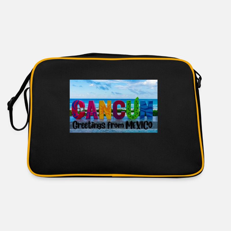 Grüße aus Mexiko . Cancun - Retro Tasche - Schwarz/Gold