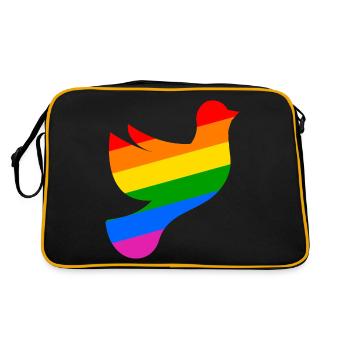 LGBTQ Dove of Peace with Rainbow Flag - Retro Bag - black/gold - Back