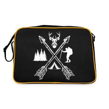 camper arrows tent deer Design for a Nature lover - Retro Bag - black/gold - Back