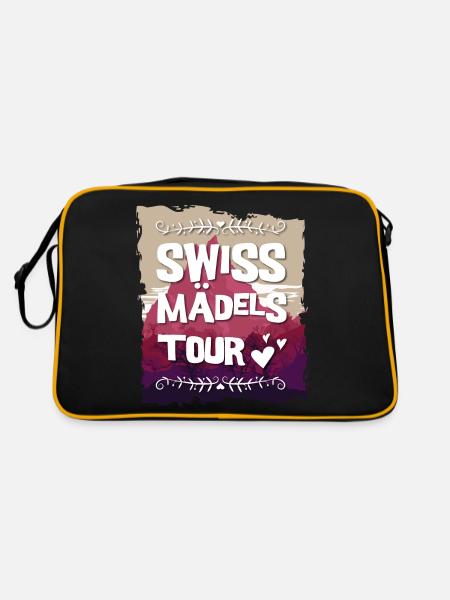 Swiss Mädels Tour - Retro Tasche - Schwarz/Gold - Hinten
