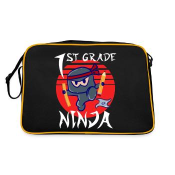 1st Grade Ninja School Beginner First Grader - Retro Bag - black/gold - Back