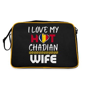 Funny I Love My Hot Chadian Wife Husband - Retro Tasche - Schwarz/Gold - Hinten