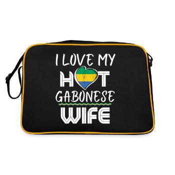 Funny I Love My Hot Gabonese Wife Husband - Retro Bag - black/gold - Back