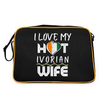 Funny I Love My Hot Ivorian Wife Husband - Retro Bag - black/gold - Back