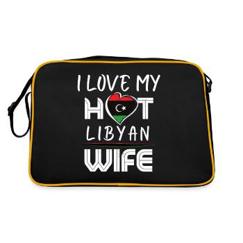 Funny I Love My Hot Libyan Wife Husband - Retro Bag - black/gold - Back