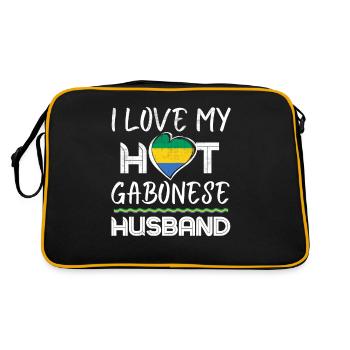 Funny Gabonese Husband Proud Wife - Retro Bag - black/gold - Back