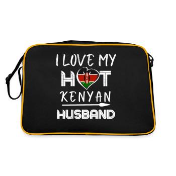 Funny Kenyan Husband - Retro Tasche - Schwarz/Gold - Hinten