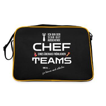 Lustiges Chef Vorgesetzter Abteilung Team Geschenk - Retro Tasche - Schwarz/Gold - Hinten