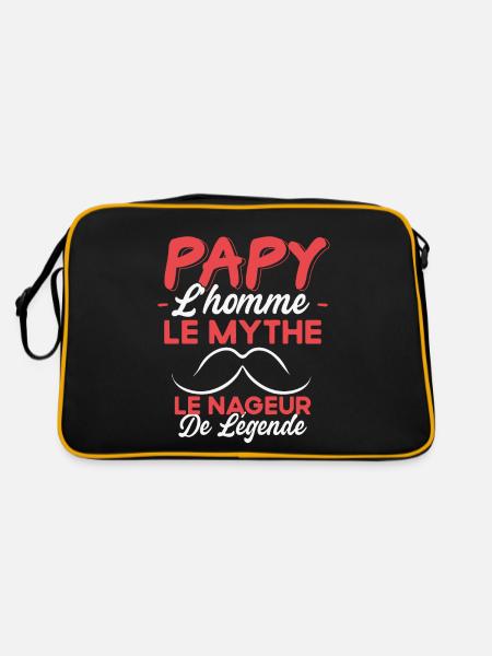 Papy Le Nageur De Légende Cadeau Natation Humour - Sac Retro - noir/or