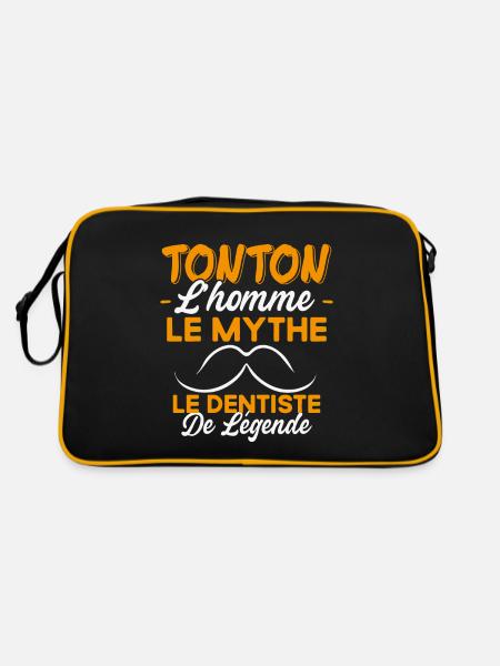 Tonton Le Dentiste De Légende Cadeau Humour - Sac Retro - noir/or - Dos