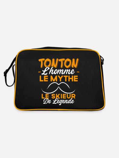 Tonton Le Skieur De Légende Cadeau Ski Humour - Sac Retro - noir/or - Dos