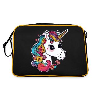 Friendly colorful unicorn with rainbow mane - Retro Bag - black/gold - Back