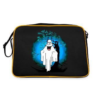 Halloween Gespenst Geist Geister - Retro Tasche - Schwarz/Gold - Hinten