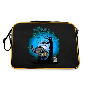 Halloween Katze Katzen Maus - Retro Tasche - Schwarz/Gold - Hinten