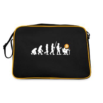 Bitcoin BTC Revolution - Crypto Gift Idea - Retro Tasche - Schwarz/Gold - Hinten