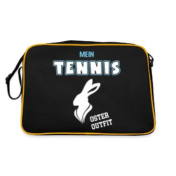 Tennis Oster Outfit Ostergeschenk Tennisspieler - Retro Tasche - Schwarz/Gold - Hinten