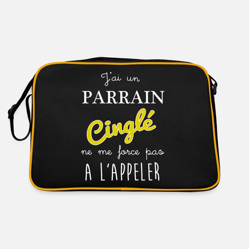 j'ai un parrain cinglé ne me force pas a l'appler - Sac Retro - noir/or