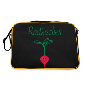 Radieschen 3 - Retro Tasche - Schwarz/Gold - Hinten