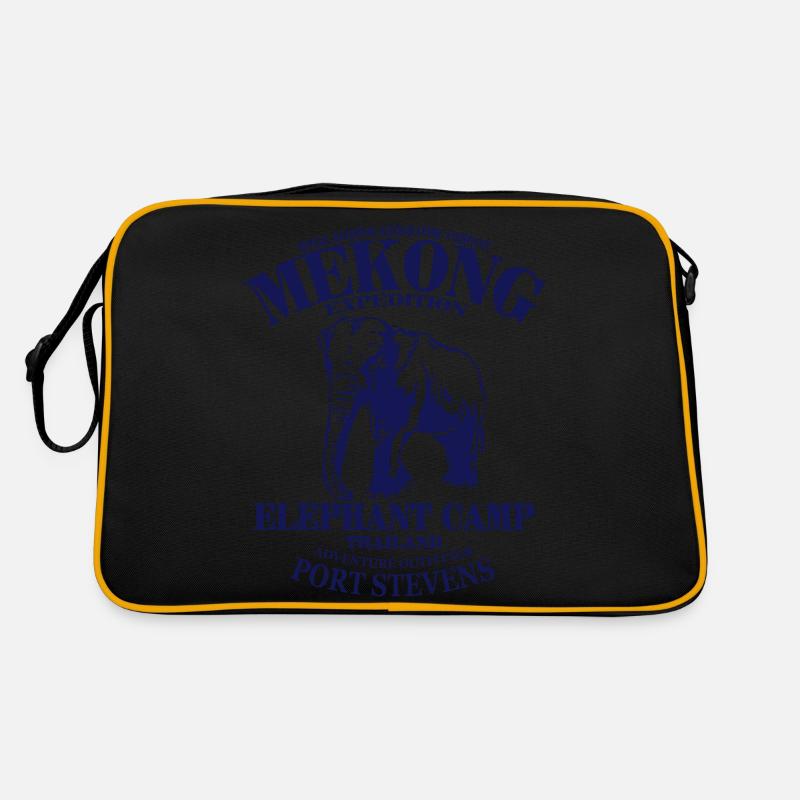 Elefant - Elephant - Mekong - Retro Tasche - Schwarz/Gold
