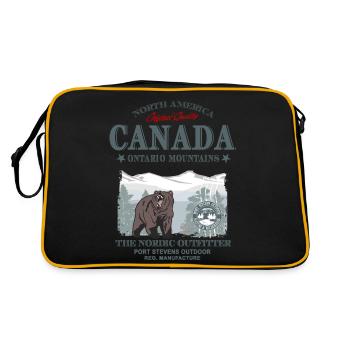 Canada - Grizzly Bear - Retro Tasche - Schwarz/Gold - Hinten