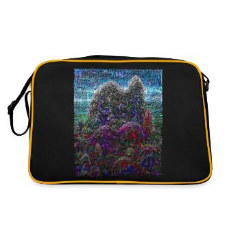 Berg - Impressionismus - Stickerei Malerei - Retro Tasche - Schwarz/Gold - Hinten
