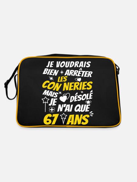 conneries 67 ans / cadeau anniversaire 67 ans - Sac Retro - noir/or - Dos