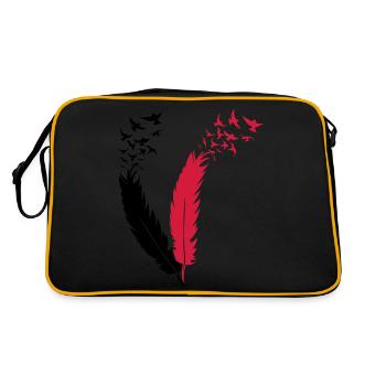 feather fly birds - Retro Bag - black/gold - Back