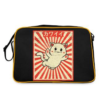 Japanese Kawaii Cat Otaku Anime Vintage - Retro Bag - black/gold - Back