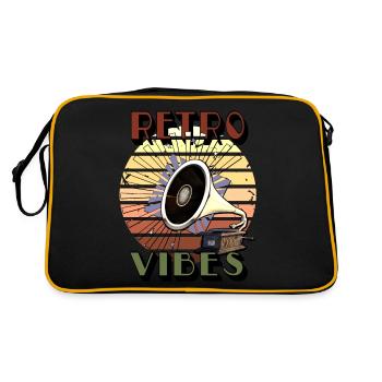 Retro vibes with a gramophone on sunset - Retro Bag - black/gold - Back