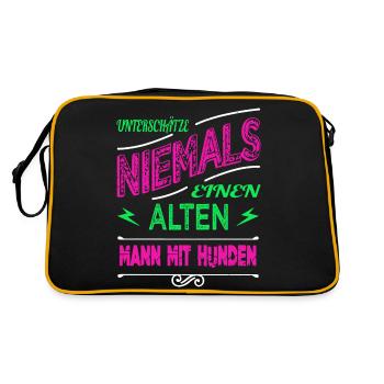 beste mama weihnachten großpapa bluthund - Retro Tasche - Schwarz/Gold - Hinten