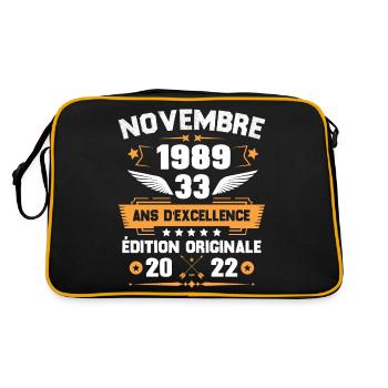 Novembre 1989 Idée Cadeau D'anniversaire 33 Ans - Sac Retro - noir/or - Dos