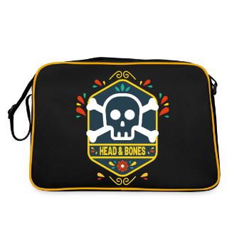 Head and bones flower - Retro Tasche - Schwarz/Gold - Hinten