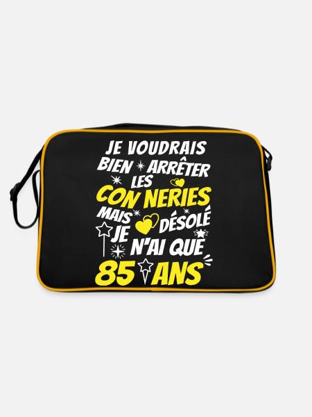 conneries 85 ans / cadeau anniversaire 85 ans - Sac Retro - noir/or - Dos