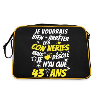 connerie 43 ans / cadeau anniversaire 43 ans - Sac Retro - noir/or - Dos