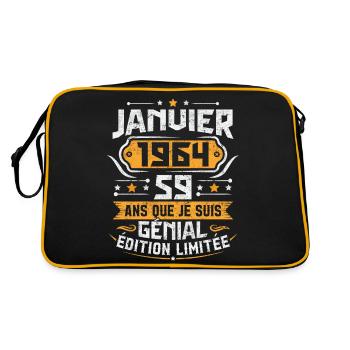 Rétro Cadeau D'anniversaire 59 Ans Janvier 1964 - Sac Retro - noir/or - Dos