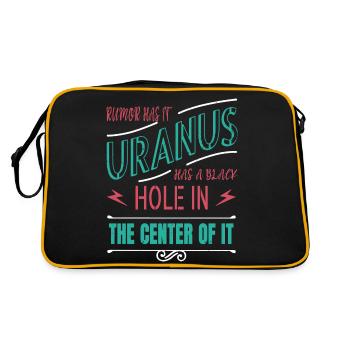 happy funny sayings astronomy stuff spaceship - Retro Tasche - Schwarz/Gold - Hinten