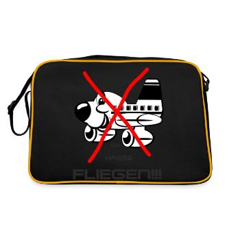 Ich hasse Fliegen!!! (...Flüge, nicht das Tier!) - Retro Tasche - Schwarz/Gold - Hinten