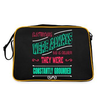 electronics job funny quote electrical engineer - Retro Tasche - Schwarz/Gold - Hinten