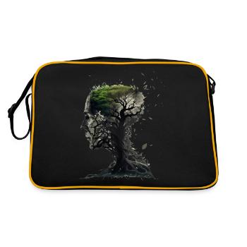 Organischer Baumkopf Geschenk - Retro Tasche - Schwarz/Gold - Hinten