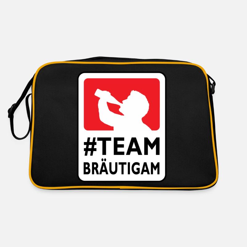 Team Bräutigam - Junggesellenabschied - Retro Tasche - Schwarz/Gold