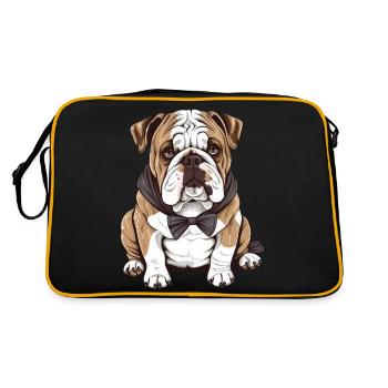 Französische Bulldogge - Retro Tasche - Schwarz/Gold - Hinten