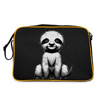 Faultier Müdigkeit Faultiere Faultierzeichnung - Retro Tasche - Schwarz/Gold - Hinten