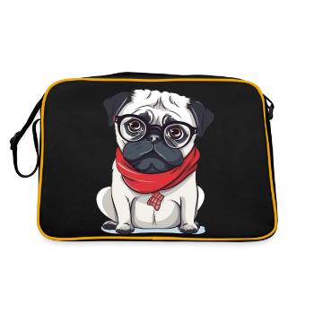 Mops - Retro Tasche - Schwarz/Gold - Hinten
