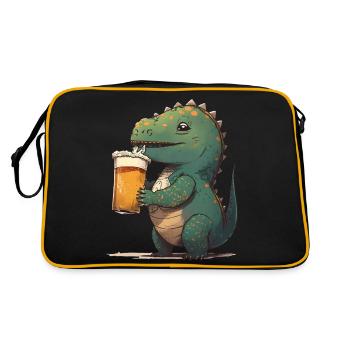 Drôle de dinosaure boit un verre de bière - Sac Retro - noir/or - Dos