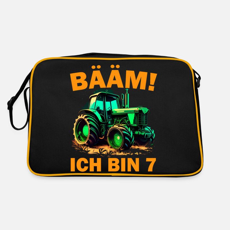 Kinder Bääm! Ich bin 7 Traktor Landwirt Retro Tasche