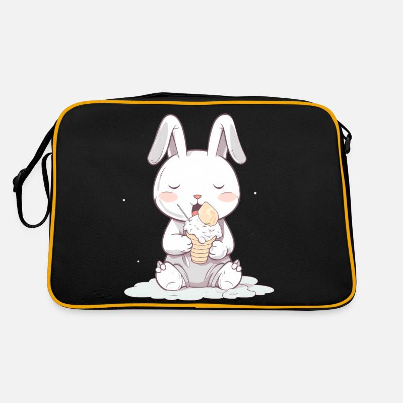 Summer indulgence: Rabbit with ice cream - Retro Bag - black/gold